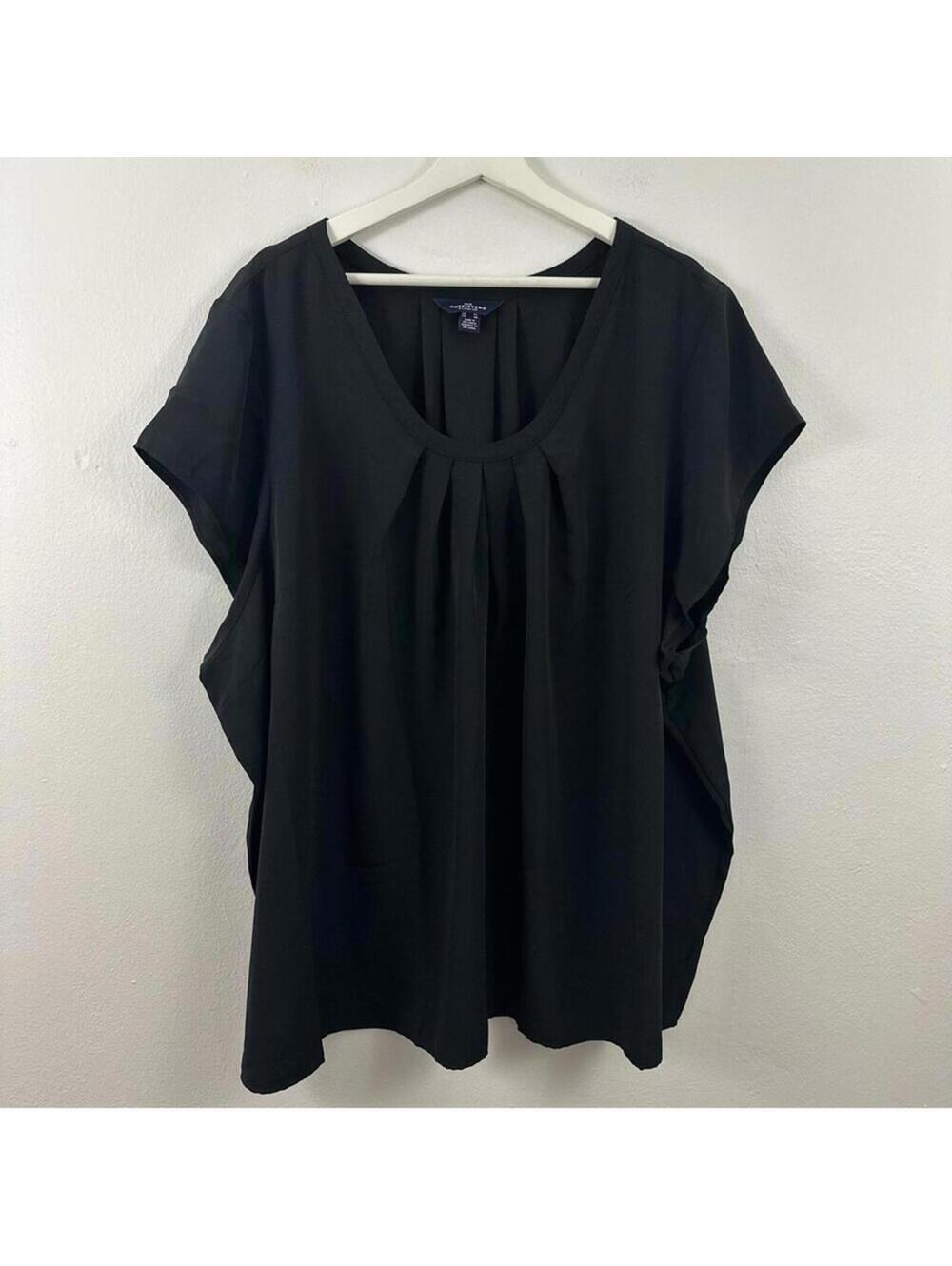 Lands’ End Women’s Black Scoop Neck Black Blouse Size 34W